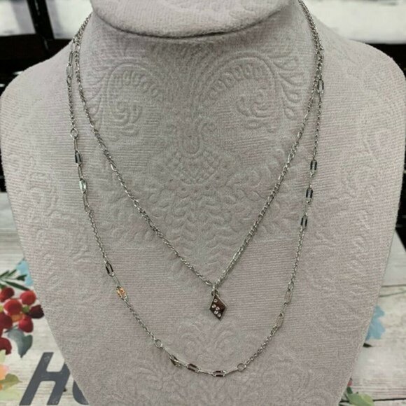 Halogen Dual Layer Diamond Shaped Charm Necklace - Picture 2 of 5